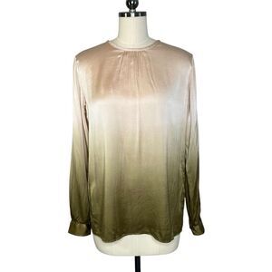 Le Sarte Pettegole Silk Pink Green Ombre Long Sleeve Blouse | 6